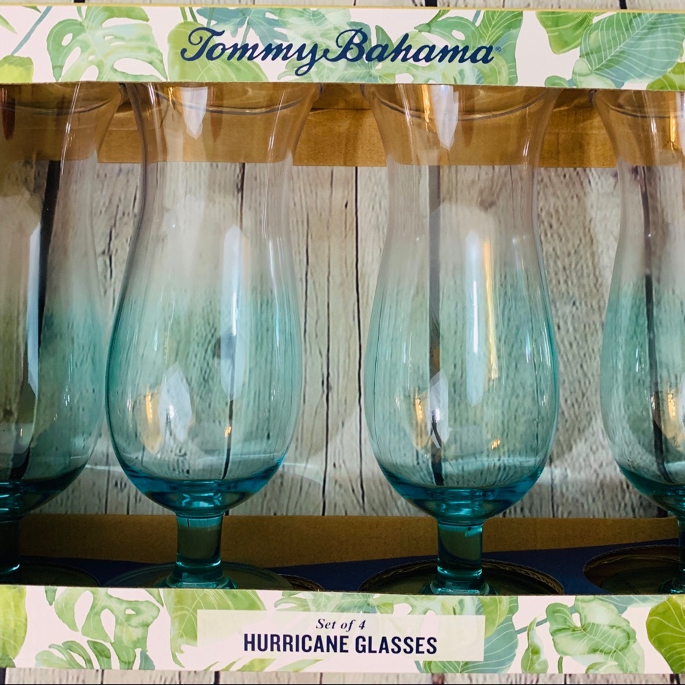 Tommy Bahama | Blue Hurricane Set of 4 Glasses - Picture 2 of 3